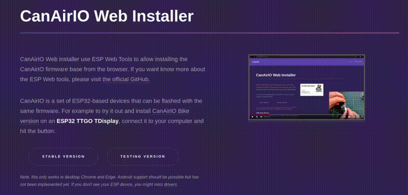 CanAirIO Web Installer